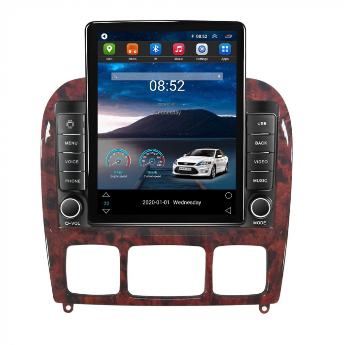 Navigatie Mercedes S Class W220 din 1998-2005, Display TESLA 9.5 inch, 2GB RAM si 32GB ROM, Wireless Carplay si Android Auto, Procesor Octacore, Slot sim 4G, Sunet DSP, Camera Marsarier, Bluetooth, US [3]