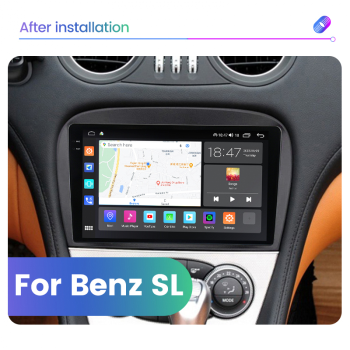 Navigatie Mercedes SL R230 SL350 SL500 SL55 SL600 SL65 din 2001 - 2011, 8GB RAM si 128GB ROM, Ecran QLED 9 inch, Android 14, Procesor Octacore, Slot sim 4G, Sunet DSP, Wireless Carplay si Android Auto [6]