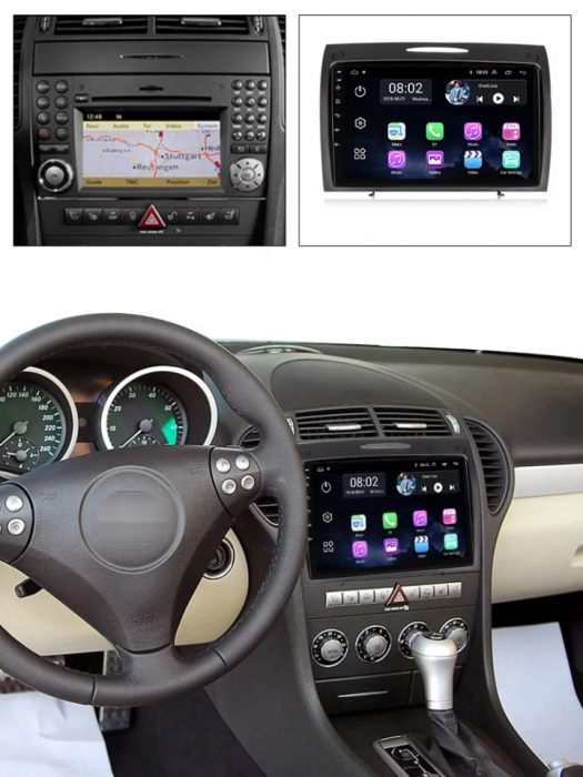 Navigatie Mercedes SLK R171 ( 2004 - 2011 ) , Android , Display 9 inch , 2 GB RAM +32 GB ROM , Internet , 4G , Aplicatii , Waze , Wi Fi , Usb , Bluetooth , Mirrorlink [3]