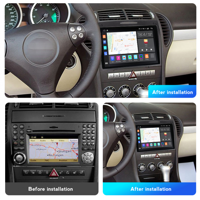 Navigatie Mercedes SLK R171 din 2000-2011, NAVIGPS, Rezolutie 2K, Display QLED 9.5 inch, 4GB RAM si 64GB ROM, Android, Procesor Octacore, Slot sim 4G, Sunet DSP, Wireless Carplay si Android Auto, Came [4]