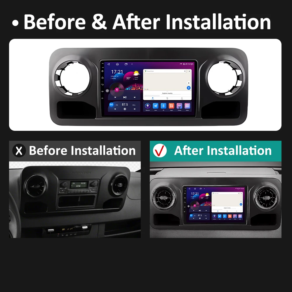 Navigatie MERCEDES SPRINTER 2018 - 2024  , 4GB RAM, Octacore, Slot Sim 4G, DSP, GPS, Wi-FI, Carplay, Android Auto, USB, Bluetooth, Waze, Touchscreen, 9 inch [2]