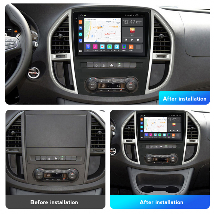 Navigatie Mercedes Vito din 2014-2020, Rezolutie 2K, Ecran QLED 10.5 inch, 8GB RAM si 128GB ROM, Android, Procesor Octacore, Slot sim 4G, Sunet DSP, Wireless Carplay si Android Auto [2]