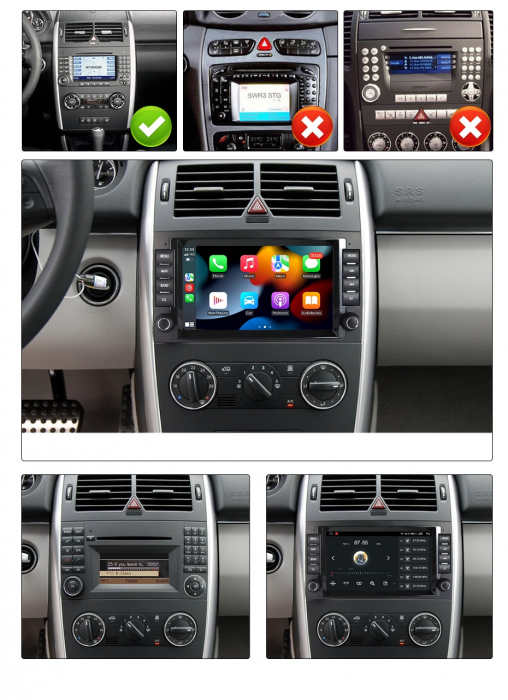 Navigatie Mercedes Vito Sprinter Viano A B Class VW Crafter, 4 GB RAM si 64 GB ROM, Slot Sim 4G, Procesor Octa Core, Carplay, Sunet DSP, Android, Aplicatii, Usb, Wi Fi, Bluetooth [4]