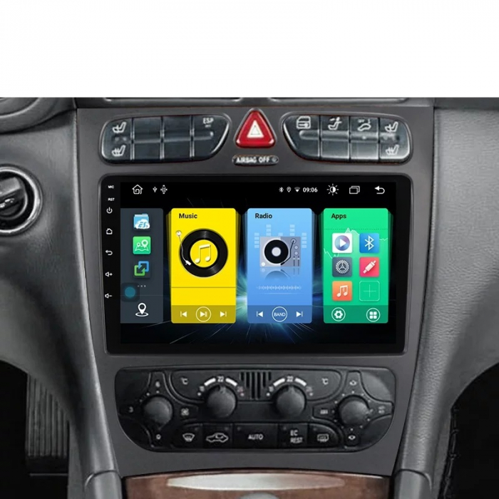 Navigatie Mercedes W203 W209 Clasa C din 2000 - 2005, 8GB RAM si 128GB ROM, Ecran QLED 9 inch, Android 14 Procesor Octacore, Slot sim 4G, Sunet DSP, Wireless Carplay si Android Auto, Camera Marsarier [3]
