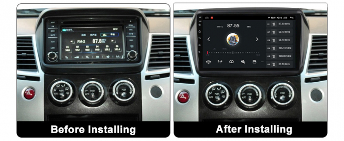 Navigatie Mitsubishi L200 din 2008 - 2016, Rezolutie 2K, Display QLED 9.5 inch, 4GB RAM si 64GB ROM, Android, Procesor Octacore, Slot sim 4G, Sunet DSP, Wireless Carplay si Android Auto, Camera Marsar [2]