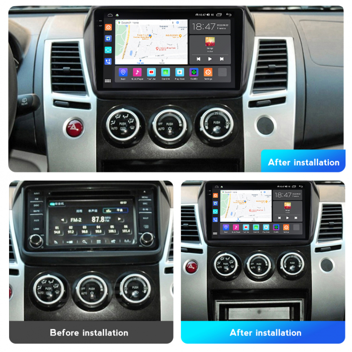 Navigatie Mitsubishi L200 din 2008 - 2016, Rezolutie 2K, Ecran QLED 9.5 inch, 8GB RAM si 128GB ROM, Android, Procesor Octacore, Slot sim 4G, Sunet DSP, Wireless Carplay [4]