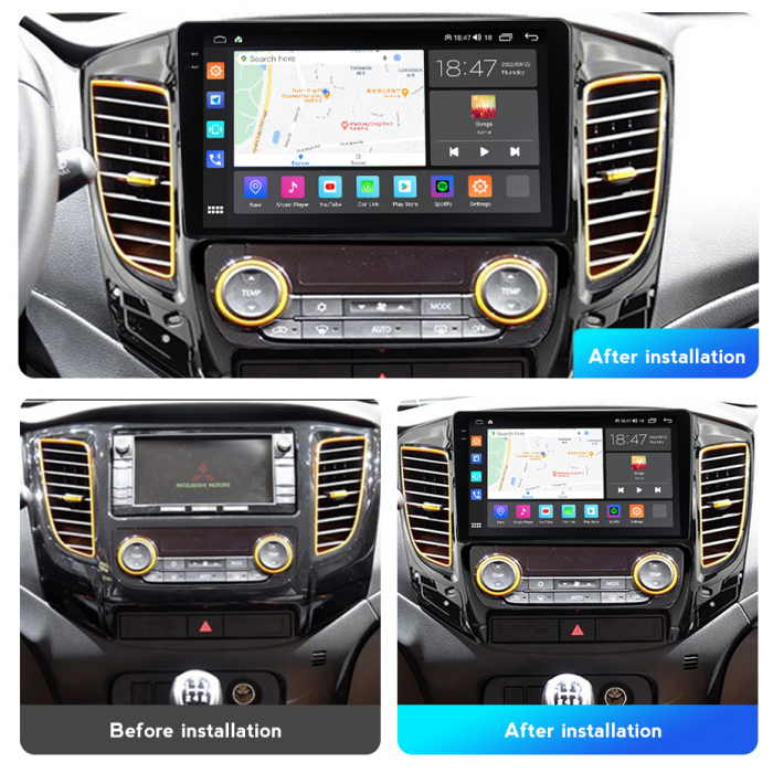 Navigatie Mitsubishi L200 din 2014-2020, Rezolutie 2K, Ecran QLED 9.5 inch, 8GB RAM si 128GB ROM, Android, Procesor Octacore, Slot sim 4G, Sunet DSP, Wireless Carplay [5]