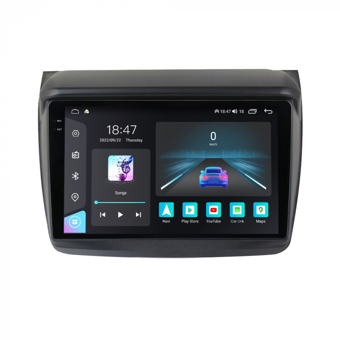 Navigatie Mitsubishi L200 din 2018 - 2020, Rezolutie 2K, Ecran QLED 9.5 inch, 8GB RAM si 128GB ROM, Android, Procesor Octacore, Slot sim 4G, Sunet DSP, Wireless Carplay [1]