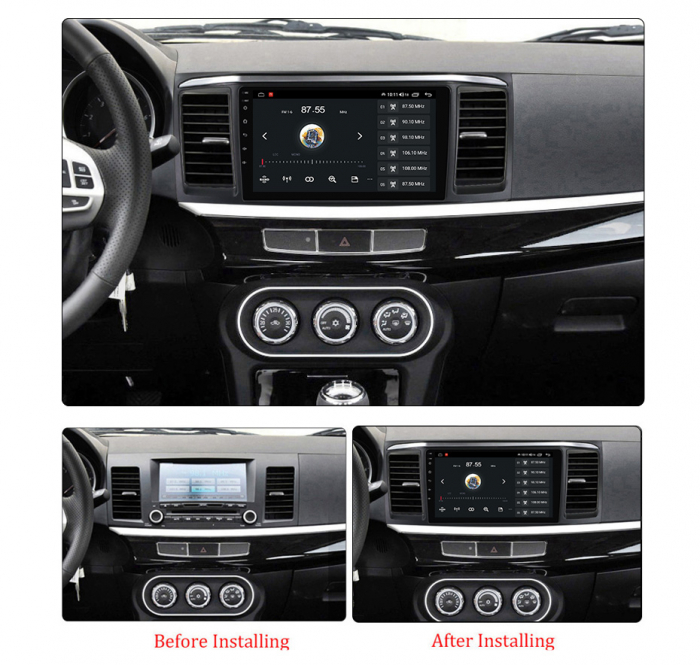 Navigatie Mitsubishi Lancer din 2007 - 2012, 8GB RAM si 128GB ROM, Ecran QLED 9 inch, Android 14, Procesor Octacore, Slot sim 4G, Sunet DSP, Wireless Carplay si Android Auto, Camera Marsarier [4]