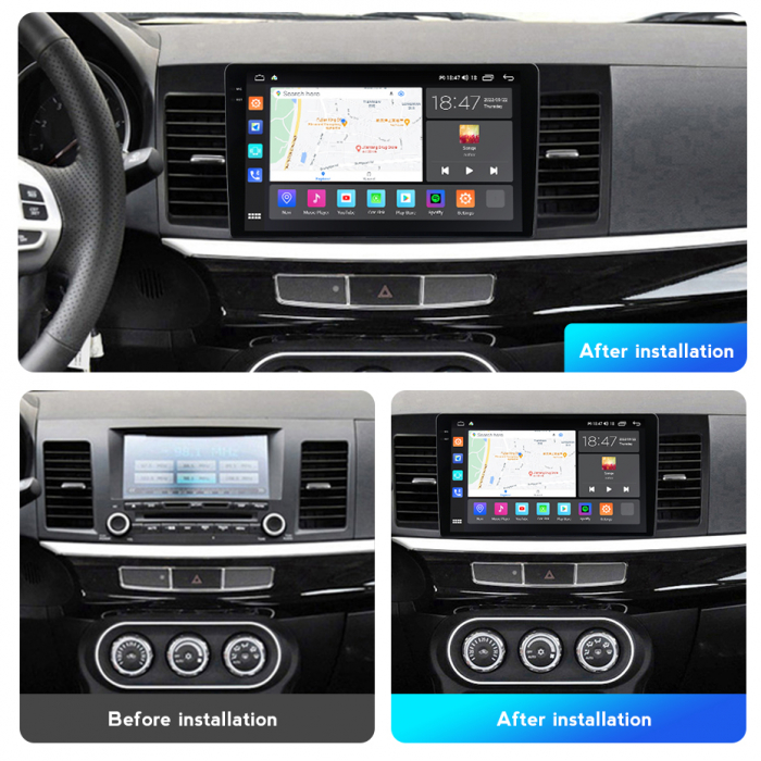 Navigatie Mitsubishi Lancer din 2007 - 2012, Rezolutie 2K, Display QLED 9.5 inch, 4GB RAM si 64GB ROM, Android, Procesor Octacore, Slot sim 4G, Sunet DSP, Wireless Carplay si Android Auto, Camera Mars [3]