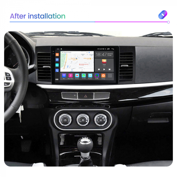 Navigatie Mitsubishi Lancer din 2007 - 2012, Rezolutie 2K, Display QLED 9.5 inch, 4GB RAM si 64GB ROM, Android, Procesor Octacore, Slot sim 4G, Sunet DSP, Wireless Carplay si Android Auto, Camera Mars [4]