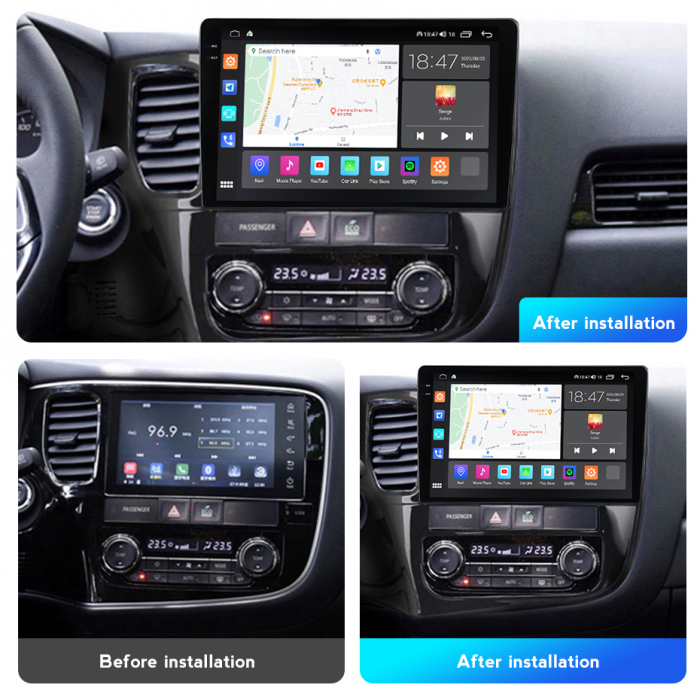 Navigatie Mitsubishi Outlander 3 din 2013-2018, Rezolutie 2K, Ecran QLED 9.5 inch, 8GB RAM si 128GB ROM, Android, Procesor Octacore, Slot sim 4G, Sunet DSP, Wireless Carplay si Android Auto [6]
