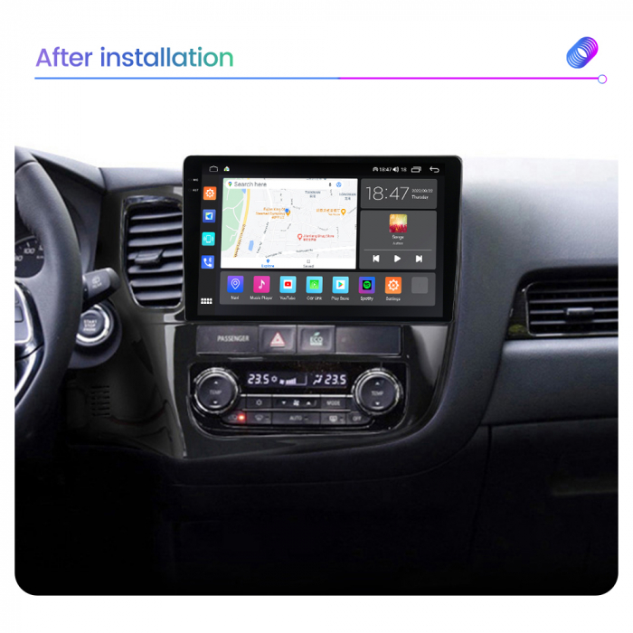 Navigatie Mitsubishi Outlander 3 din 2013-2018, Rezolutie 2K, Ecran QLED 9.5 inch, 8GB RAM si 128GB ROM, Android, Procesor Octacore, Slot sim 4G, Sunet DSP, Wireless Carplay si Android Auto [3]