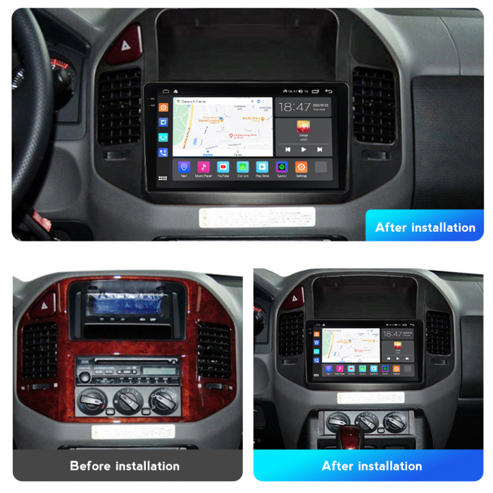 Navigatie Mitsubishi Pajero V73 din 1997 - 2011, Rezolutie 2K, Ecran QLED 9.5 inch, 8GB RAM si 128GB ROM, Android, Procesor Octacore, Slot sim 4G, Sunet DSP, Wireless Carplay [5]