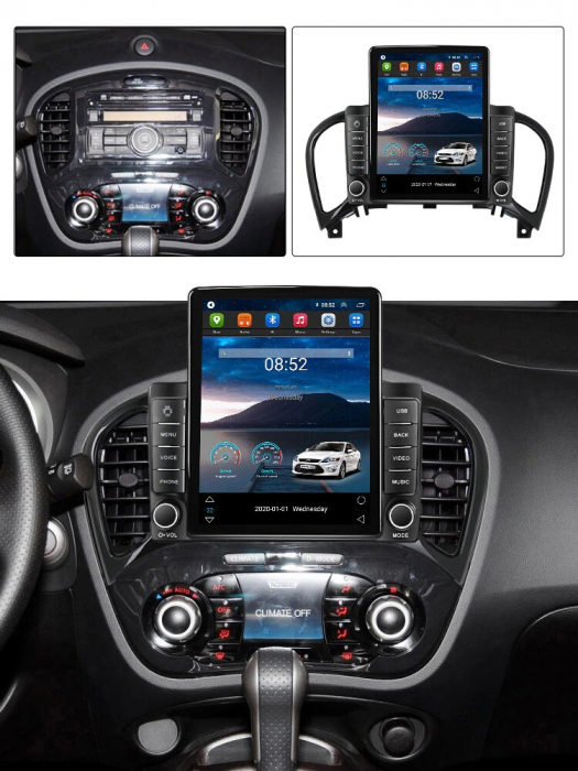 Navigatie Nissan Juke din 2010-2017, Display TESLA 9.5 inch, 2GB RAM si 32GB ROM, Wireless Carplay si Android Auto, Procesor Octacore, Slot sim 4G, Sunet DSP, Camera Marsarier, Bluetooth, USB, Wi Fi, [3]