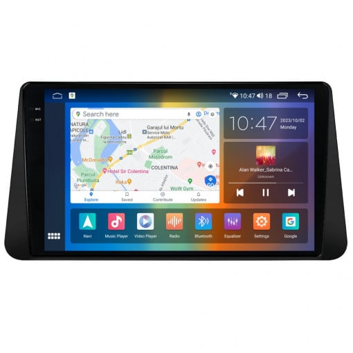 Navigatie Nissan Micra 5 2017 - 2021 Rezolutie 2K, Ecran QLED 9.5 inch, 8GB RAM si 128GB ROM, Android, Procesor Octacore, Slot sim 4G, Sunet DSP, Wireless Carplay [3]