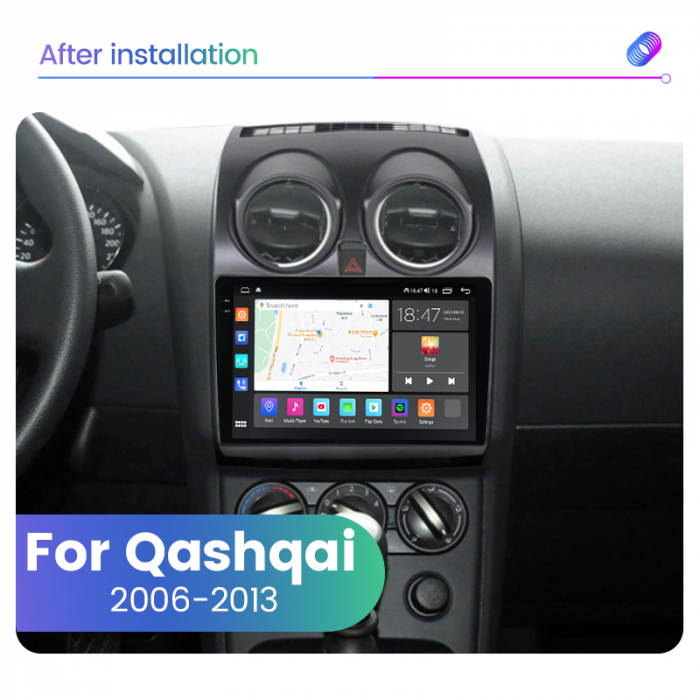 Navigatie Nissan Qashqai J10 din 2006-2013, Rezolutie 2K, Display QLED 9.5 inch, 4GB RAM si 64GB ROM, Android, Procesor Octacore, Slot sim 4G, Sunet DSP, Wireless Carplay si Android Auto, Camera Marsa [4]
