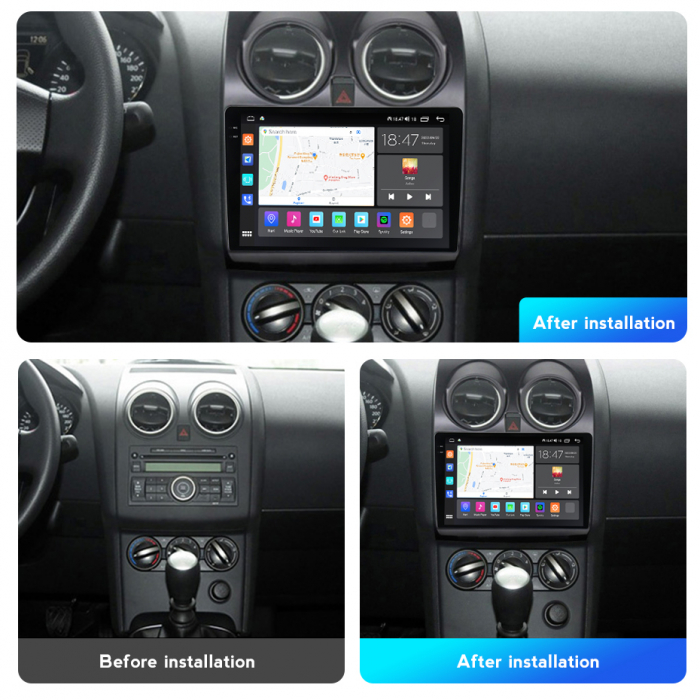 Navigatie Nissan Qashqai J10 din 2006-2013, Rezolutie 2K, Display QLED 9.5 inch, 4GB RAM si 64GB ROM, Android, Procesor Octacore, Slot sim 4G, Sunet DSP, Wireless Carplay si Android Auto, Camera Marsa [3]