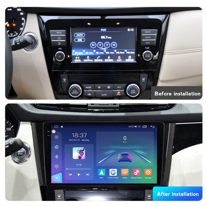 Navigatie Nissan Qashqai Xtrail din 2013-2018, Android 14, Wireless Carplay si Android Auto,2GB RAM si 32GB ROM, Display IPS 9 inch, Camera Marsarier, Internet, Aplicatii, Wi Fi, Usb, Bluetooth [2]