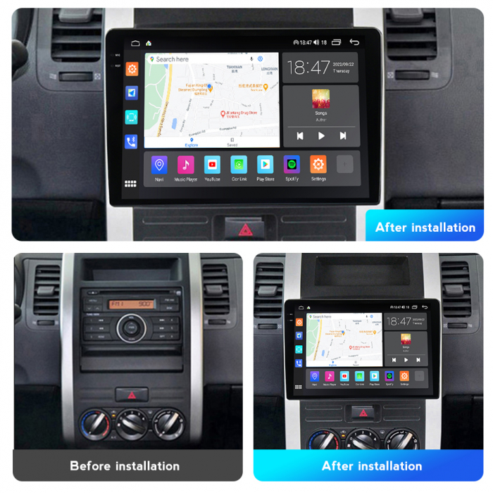 Navigatie Nissan X Trail T31 din 2007 - 2015, Rezolutie 2K, Ecran QLED 10.5 inch, 8GB RAM si 128GB ROM, Android, Procesor Octacore, Slot sim 4G, Sunet DSP, Wireless [2]