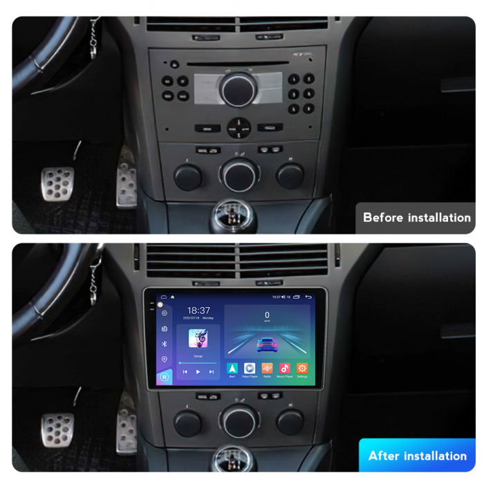 Navigatie Opel Astra H Zafira B din 2004-2014, Rezolutie 2K, Ecran QLED 9.5 inch, 8GB RAM si 128GB ROM, Android, Procesor Octacore, Slot sim 4G, Sunet DSP, Wireless Carplay si Android Auto [2]