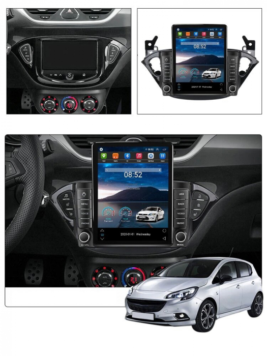 Navigatie Opel Corsa E din 2014-2019, Display TESLA 9.5 inch, 2GB RAM si 32GB ROM, Wireless Carplay si Android Auto, Procesor Octacore, Slot sim 4G, Sunet DSP, Camera Marsarier, Bluetooth, USB, Wi Fi, [2]