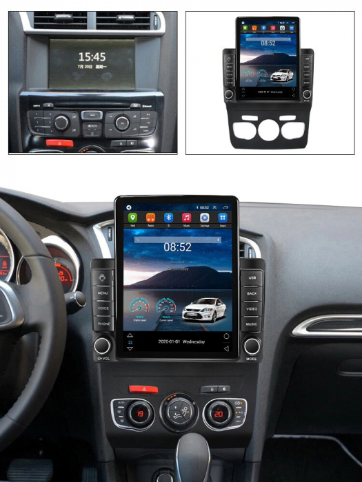 Navigatie Citroen C4 din 2010 - 2018, Ecran TESLA 9.7 inch, 4 GB RAM si 64 GB ROM, Slot Sim 4G, Procesor Octa Core, Carplay integrat, Procesor Sunet Digital DSP, Android, Aplicatii, Usb, Wi Fi, [3]
