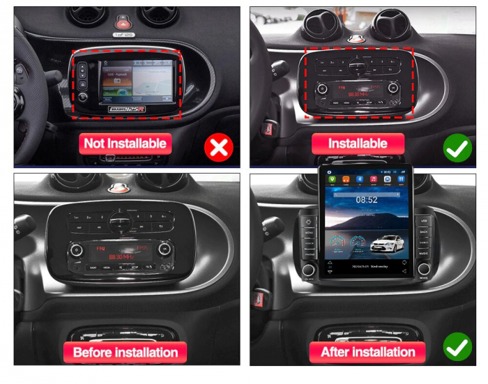 Navigatie Smart din 2015 - 2020,  Ecran TESLA 9.7 inch, 8 GB RAM si 128 GB ROM, Android 15, Slot Sim 4G, Procesor Octa Core, Carplay Wireless si Android auto, Procesor Sunet Digital DSP, Aplic [2]