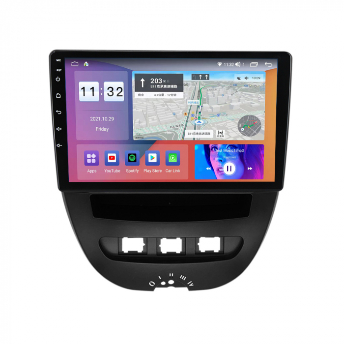 Navigatie Peugeot 107 ( 2005 - 2015 ) 4 GB RAM si 64 GB ROM, Slot Sim 4G, Procesor Octa Core, Carplay, Sunet DSP, Android, Aplicatii, Usb, Wi Fi, Bluetooth [1]