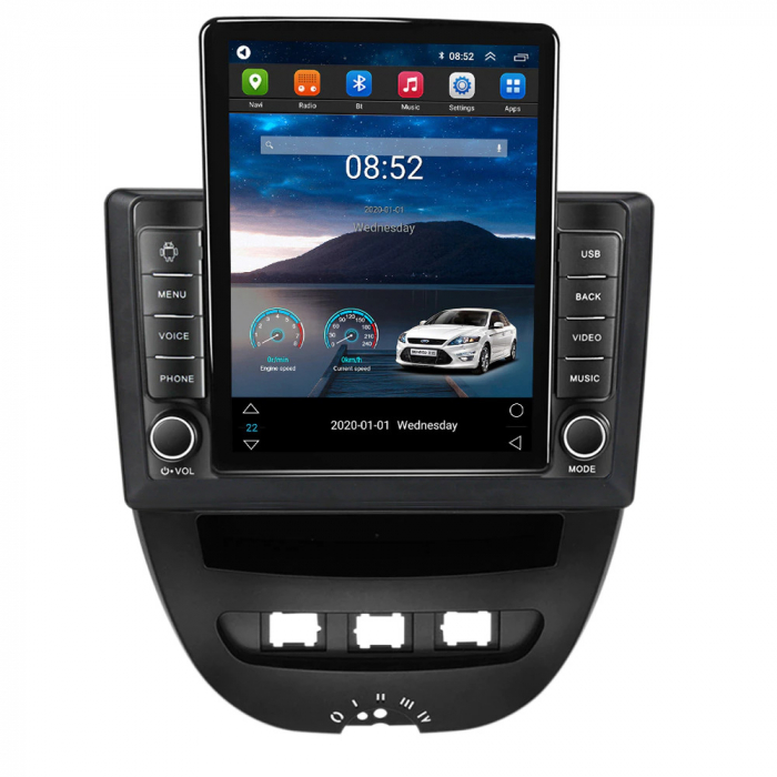 Navigatie Peugeot 107 si Citroen C1 din 2005-2015, Display TESLA 9.5 inch, 2GB RAM si 32GB ROM, Wireless Carplay si Android Auto, Procesor Octacore, Slot sim 4G, Sunet DSP, Camera Marsarier, Bluetooth [3]