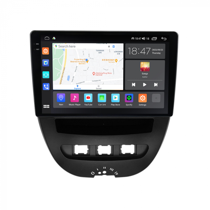 Navigatie Peugeot 107 si Citroen C1 din 2005-2015, Rezolutie 2K, Ecran QLED 10.5 inch, 8GB RAM si 128GB ROM, Android, Procesor Octacore, Slot sim 4G, Sunet DSP, Wireless Carplay si Android Auto [2]