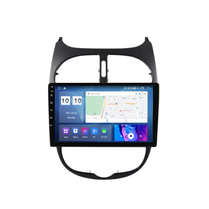 Navigatie Peugeot 206 , 4 GB RAM si 64 GB ROM, Slot Sim 4G, Procesor Octa Core, Carplay, Sunet DSP, Android, Aplicatii, Usb, Wi Fi, Bluetooth [1]