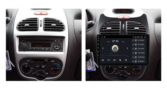 Navigatie Peugeot 206 , 8GB RAM si 128GB ROM, Ecran QLED 9 inch, Android 14, Procesor Octacore, Slot sim 4G, Sunet DSP, Wireless Carplay si Android Auto, Camera Marsarier [2]