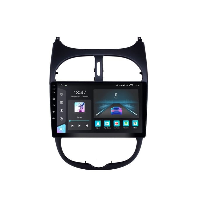 Navigatie Peugeot 206 din 1998-2012, Rezolutie 2K, Display QLED 9.5 inch, 4GB RAM si 64GB ROM, Android, Procesor Octacore, Slot sim 4G, Sunet DSP, Wireless Carplay si Android Auto, Camera Marsarier, U [1]