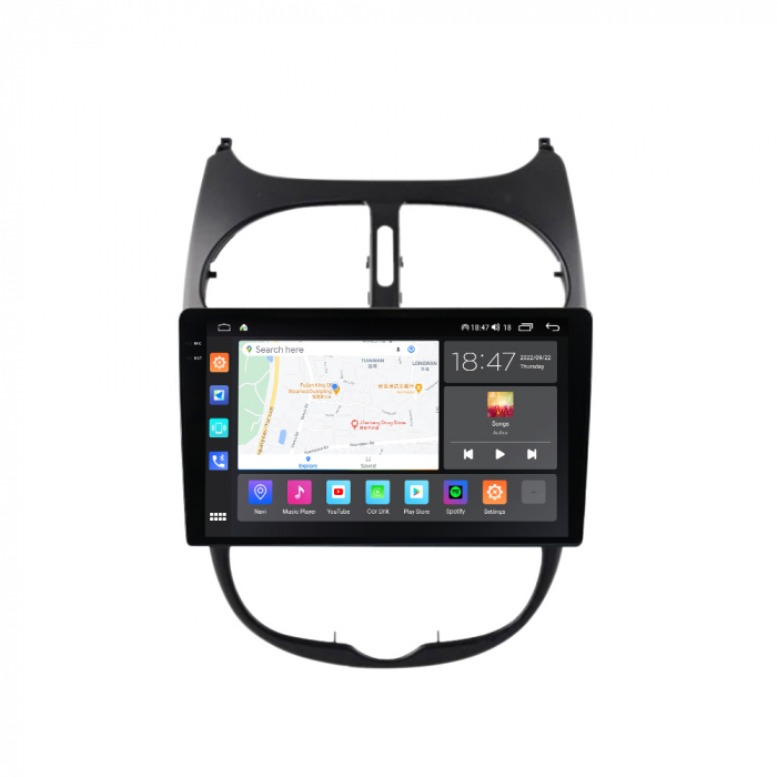 Navigatie Peugeot 206 din 1998-2012, Rezolutie 2K, Display QLED 9.5 inch, 4GB RAM si 64GB ROM, Android, Procesor Octacore, Slot sim 4G, Sunet DSP, Wireless Carplay si Android Auto, Camera Marsarier, U [4]