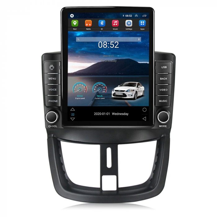 Navigatie Peugeot 207 din 2006-2015, Display TESLA 9.5 inch, 2GB RAM si 32GB ROM, Wireless Carplay si Android Auto, Procesor Octacore, Slot sim 4G, Sunet DSP, Camera Marsarier, Bluetooth, USB, Wi Fi, [3]