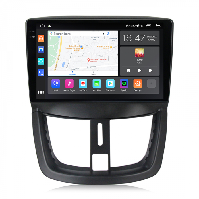 Navigatie Peugeot 207 din 2006-2015, Rezolutie 2K, Display QLED 9.5 inch, 4GB RAM si 64GB ROM, Android, Procesor Octacore, Slot sim 4G, Sunet DSP, Wireless Carplay si Android Auto, Camera Marsarier, U [3]