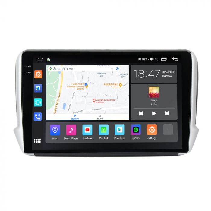 Navigatie Peugeot 208 2008 din 2012-2020, Rezolutie 2K, Ecran QLED 10.5 inch, 8GB RAM si 128GB ROM, Android, Procesor Octacore, Slot sim 4G, Sunet DSP, Wireless Carplay [3]