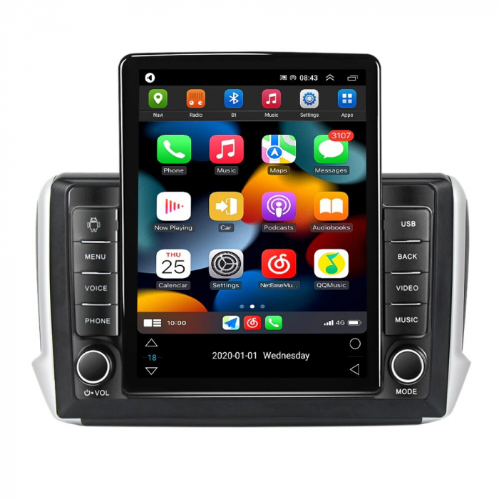 Navigatie Peugeot 208 sau 2008 din 2012 - 2020, Ecran TESLA 9.7 inch, 8 GB RAM si 128 GB ROM, Android 15, Slot Sim 4G, Procesor Octa Core, Carplay Wireless si Android auto, Procesor Sunet Digital DSP, [2]