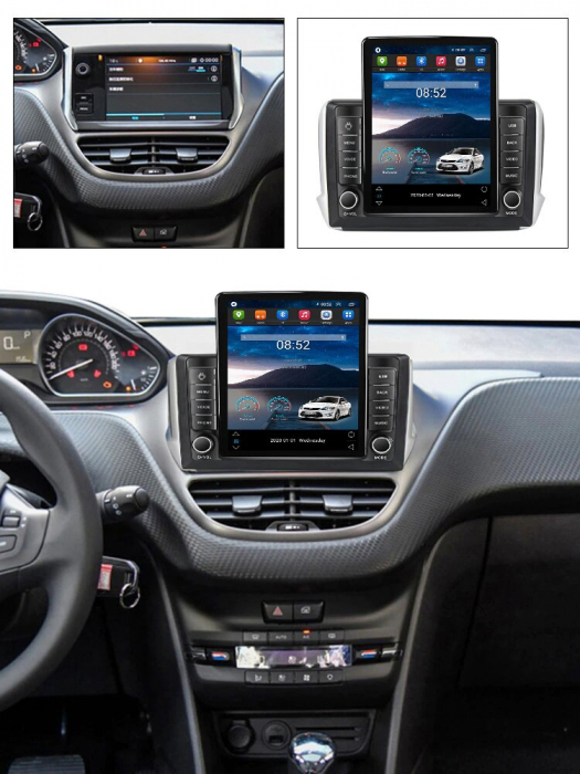 Navigatie Peugeot 208 sau 2008 din 2012 - 2020, Ecran TESLA 9.7 inch, 4 GB RAM si 64 GB ROM, Slot Sim 4G, Procesor Octa Core, Carplay integrat, Procesor Sunet Digital DSP, Android, Aplicatii, Usb, Wi [2]