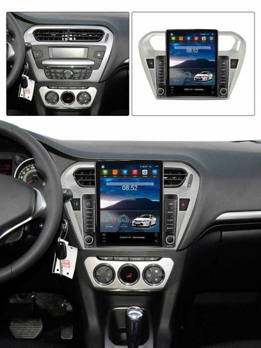 Navigatie Peugeot 301 si Citroen C Elysee din 2012-2016, Display TESLA 9.5 inch, 2GB RAM si 32GB ROM, Wireless Carplay si Android Auto, Procesor Octacore, Slot sim 4G, Sunet DSP, Camera Marsarier, Blu [3]