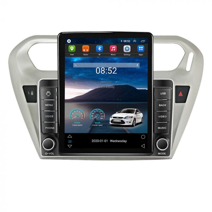 Navigatie Peugeot 301 si Citroen C Elysee din 2012-2016, Display TESLA 9.5 inch, 2GB RAM si 32GB ROM, Wireless Carplay si Android Auto, Procesor Octacore, Slot sim 4G, Sunet DSP, Camera Marsarier, Blu [2]