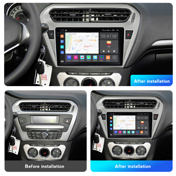 Navigatie Peugeot 301 si Citroen C Elysee din 2012-2016, Rezolutie 2K, Display QLED 9.5 inch, 4GB RAM si 64GB ROM, Android, Procesor Octacore, Slot sim 4G, Sunet DSP, Wireless Carplay si Android Auto, [3]