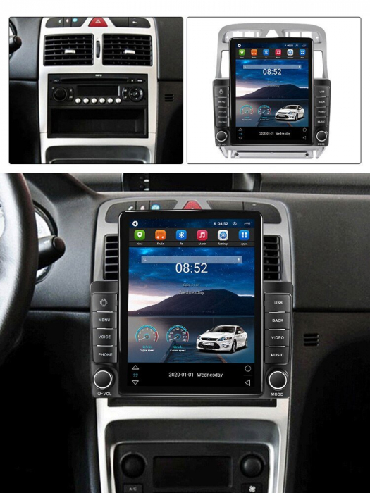 Navigatie Peugeot 307 din 2002 - 2013, Ecran TESLA 9.7 inch, 4 GB RAM si 64 GB ROM, Slot Sim 4G, Procesor Octa Core, Carplay integrat, Procesor Sunet Digital DSP, Android, Aplicatii, Usb, Wi Fi, [2]