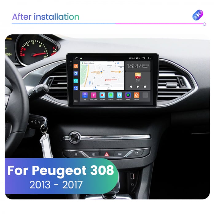 Navigatie Peugeot 308 ( 2013 - 2018 ) Android 14, 2GB RAM si 32GB ROM, Display IPS 9 inch, Camera Marsarier, Internet, Aplicatii, Wi Fi, Usb, Bluetooth [10]