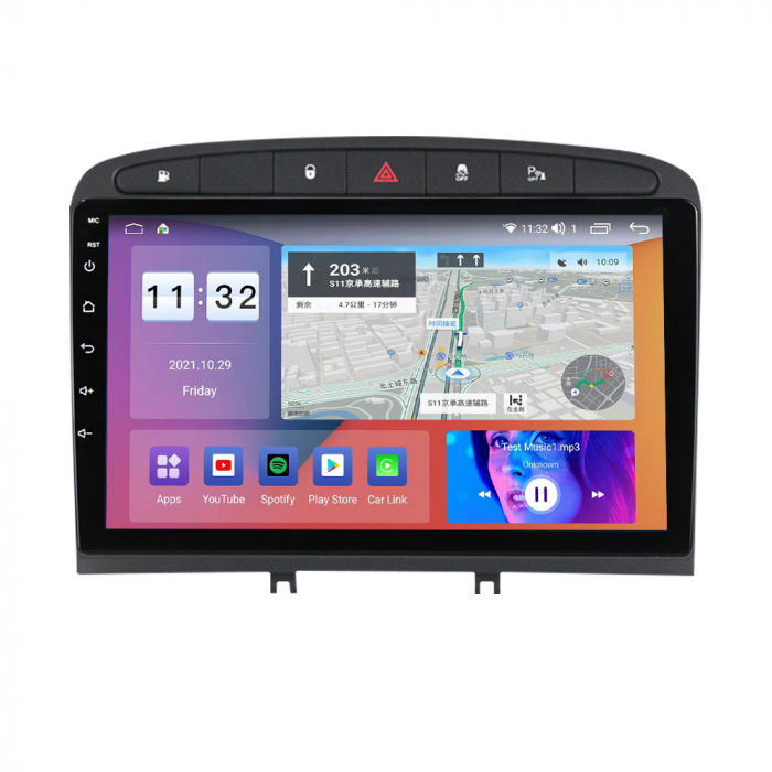 Navigatie Peugeot 308 408 ( 2008 - 2020 ) , 4 GB RAM si 64 GB ROM, Slot Sim 4G, Procesor Octa Core, Carplay, Sunet DSP, Android, Aplicatii, Usb, Wi Fi, Bluetooth [1]