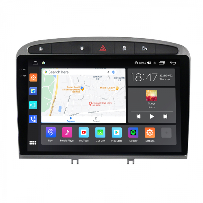 Navigatie Peugeot 308 408 din 2008-2020, Rezolutie 2K, Display QLED 9.5 inch, 4GB RAM si 64GB ROM, Android, Procesor Octacore, Slot sim 4G, Sunet DSP, Wireless Carplay si Android Auto, Camera Marsarie [2]