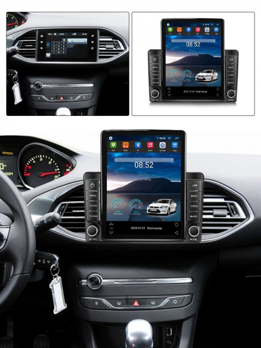 Navigatie Peugeot 308 din 2013-2017, Display TESLA 9.5 inch, 2GB RAM si 32GB ROM, Wireless Carplay si Android Auto, Procesor Octacore, Slot sim 4G, Sunet DSP, Camera Marsarier, Bluetooth, USB, Wi Fi, [2]