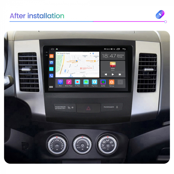 Navigatie Peugeot 4007 din 2007-2012, Rezolutie 2K, Display QLED 9.5 inch, 4GB RAM si 64GB ROM, Android, Procesor Octacore, Slot sim 4G, Sunet DSP, Wireless Carplay si Android Auto, Camera Marsarier, [3]