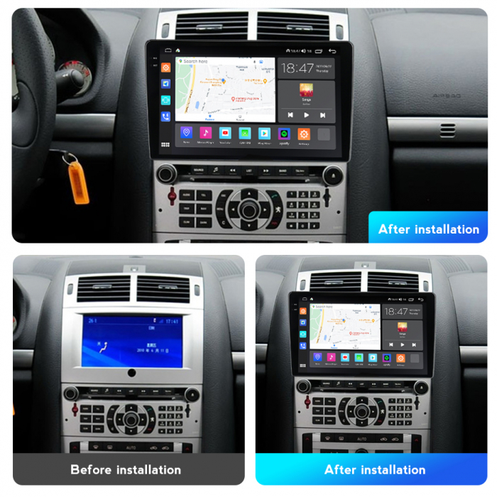 Navigatie Peugeot 407 din 2004-2011, Rezolutie 2K, Ecran QLED 9.5 inch, 8GB RAM si 128GB ROM, Android, Procesor Octacore, Slot sim 4G, Sunet DSP, Wireless Carplay [4]